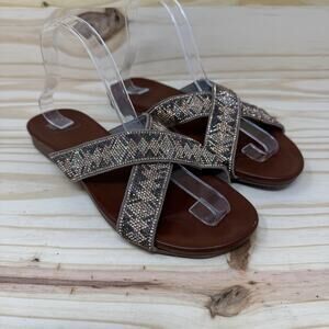 Yellow box Flip Flops Gold Bedazzled Women’s Size 8.5